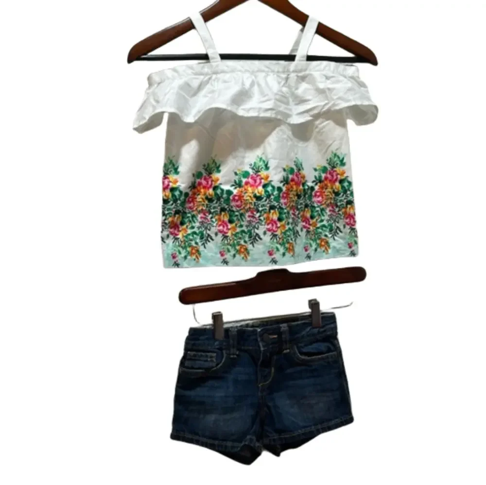 Janie and jack & Old Navy Girls set size 6 GUC white floral and blue